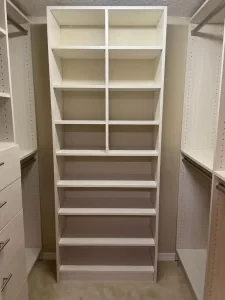 Reimagined closet – clean custom shelving unit