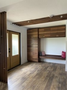 Reimagined closet – wood accent entry storage